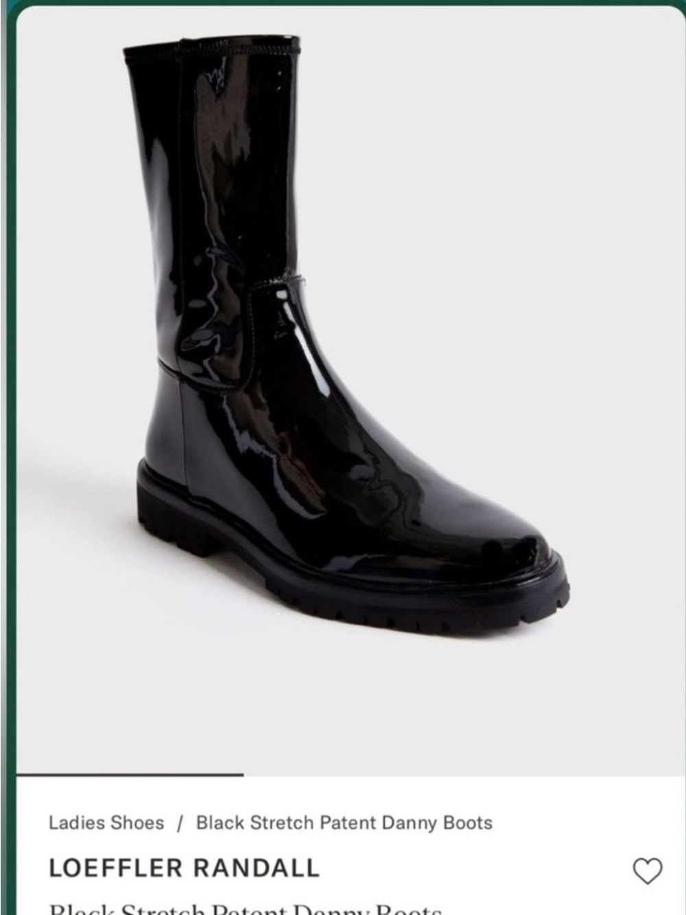 Loeffler Randall Black Patent Mid-Calf Lug Boots